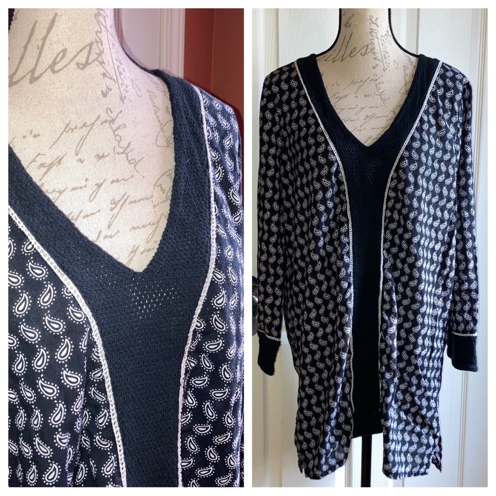 Beaches & Boho Cotton Paisley Print Tunic Swim Summer Coverup Lightweight Top XL